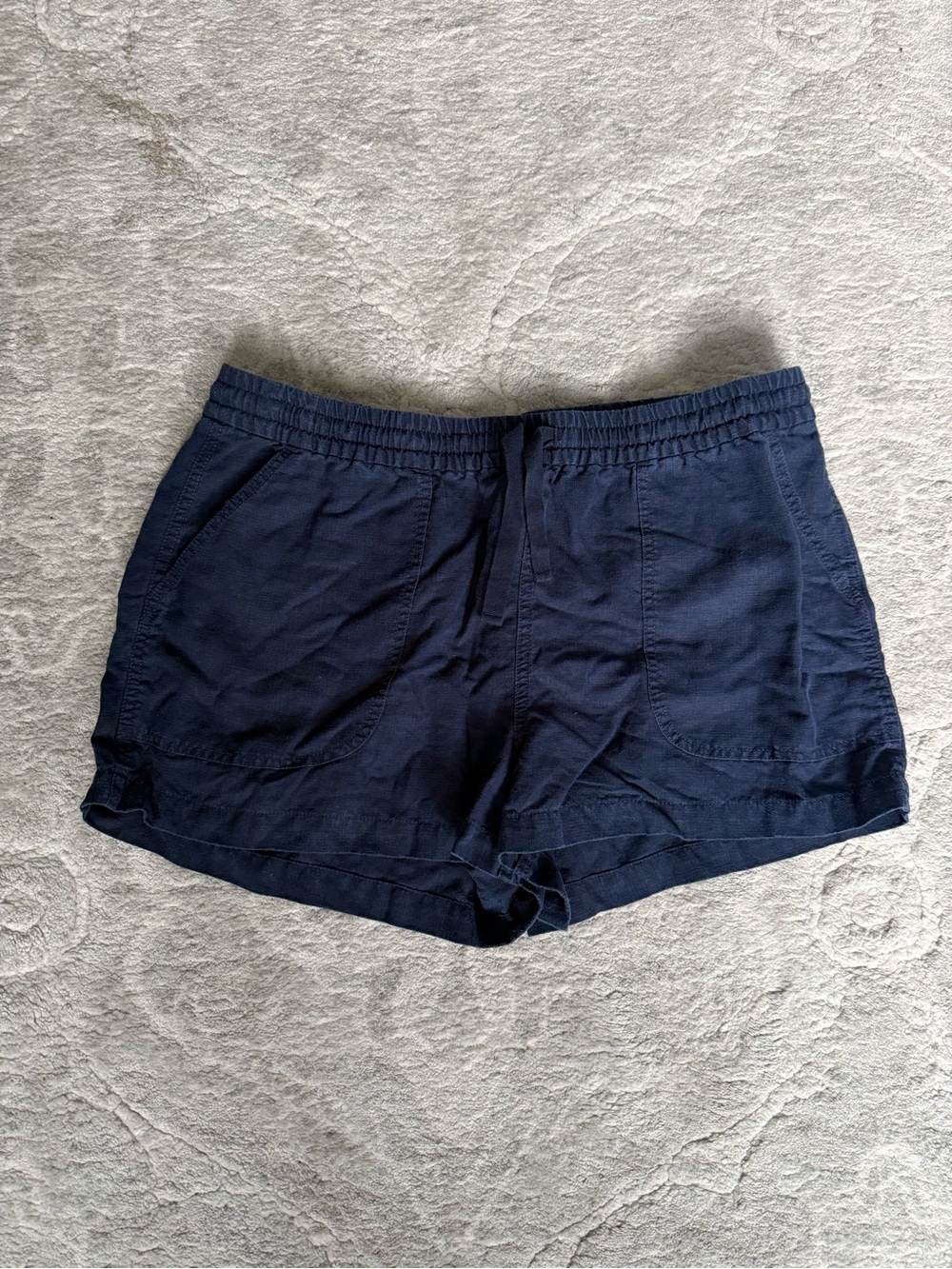 J. Crew Linen blend Women's Navy Elastic-Waist Casual Shorts, size Large